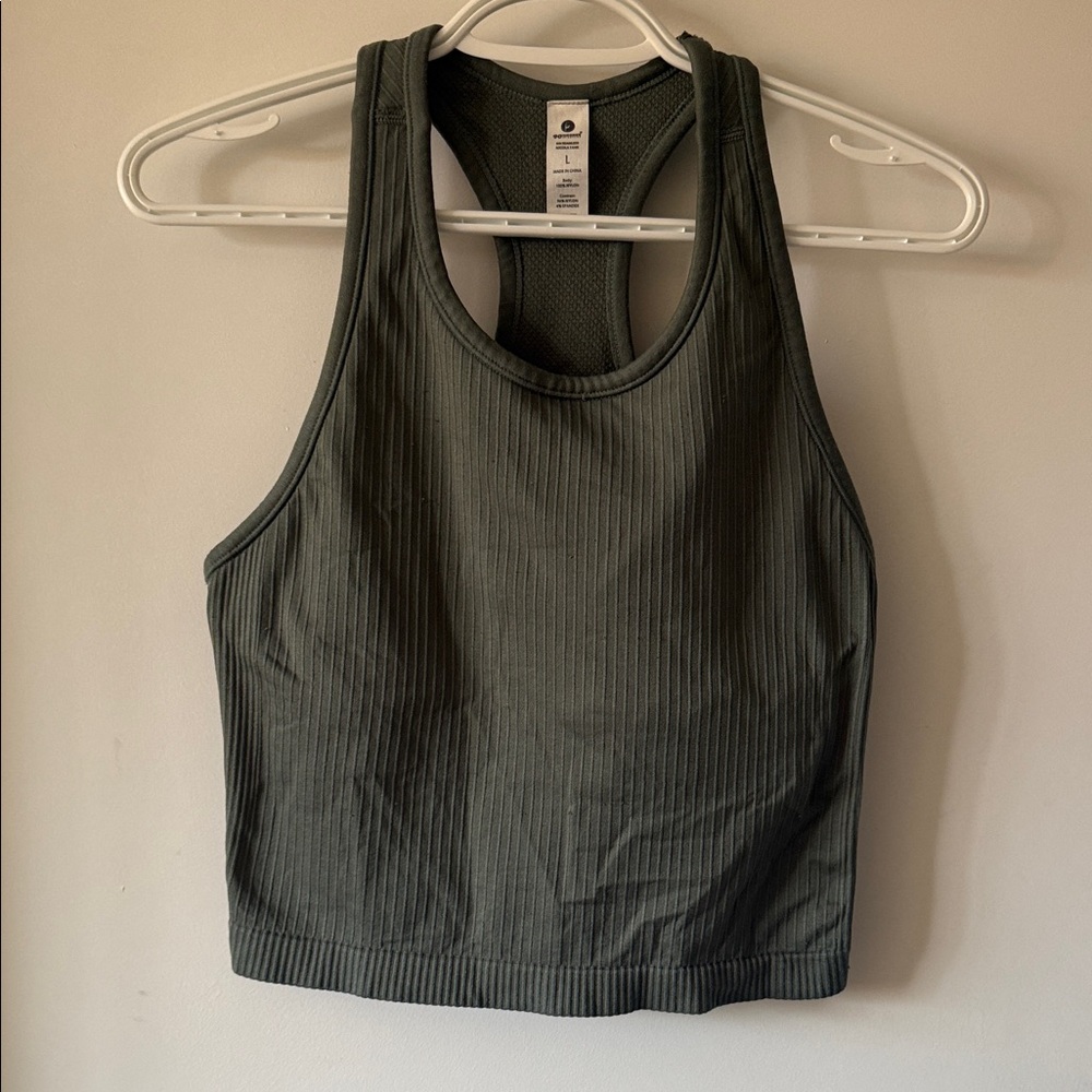 Olive Green Ribbed Tank Top